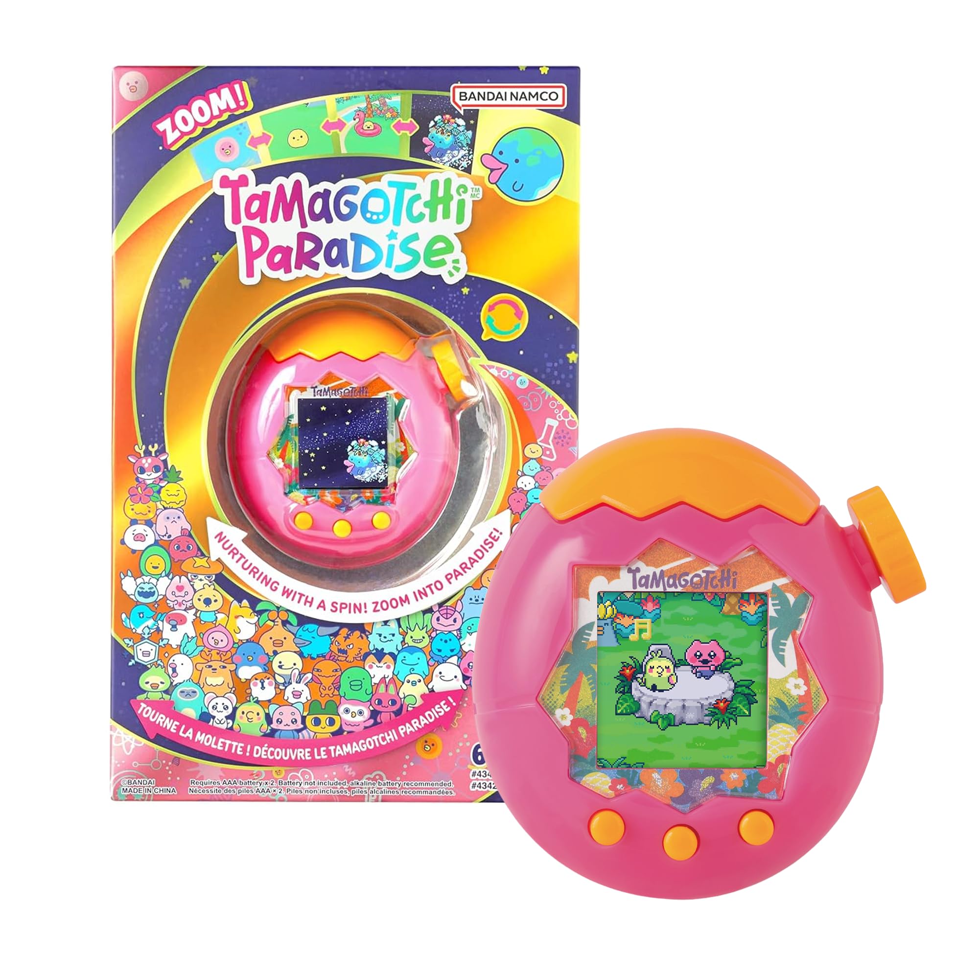 TAMAGOTCHI Paradise Orange Tropics Shell Digital Pet - Zooming